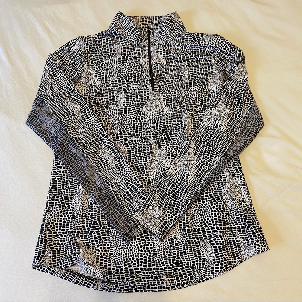 IBKUL UPF 50 Quarter Zip Long Sleeve Pull Over Top Size Small